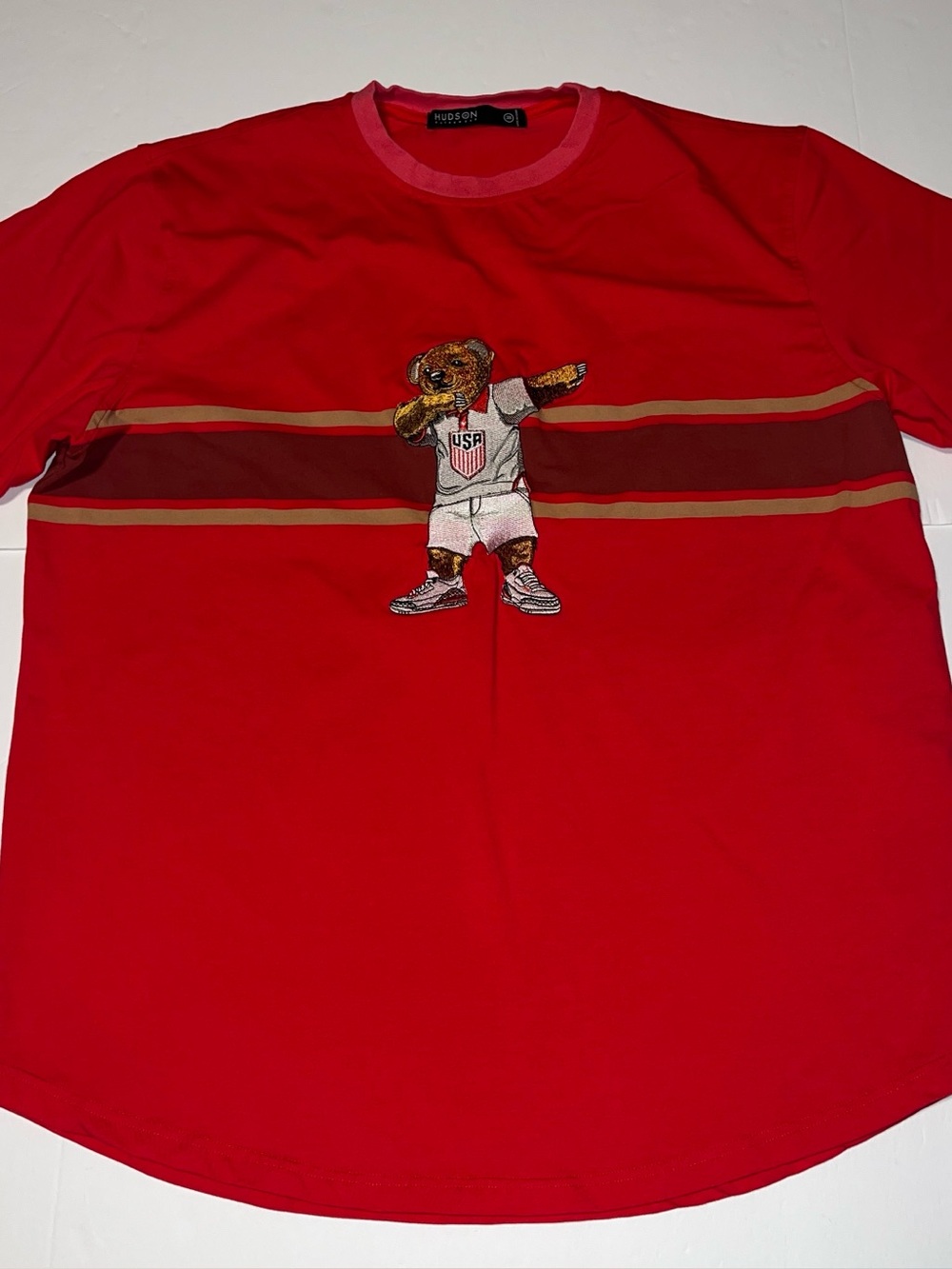 Hudson Clothing embroidered Team USA soccer bear dab tshirt rare 3XL